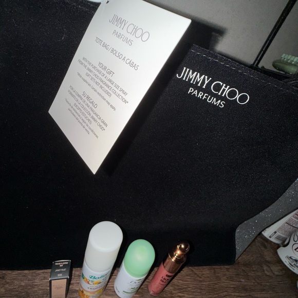 Jimmy Choo Black and Glittery Silver Parfums Tote with mini gucci lipstick - Picture 5 of 5